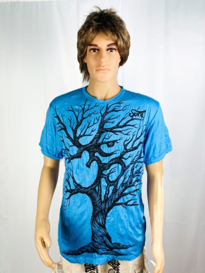 T-Shirt mit Baum hellblau