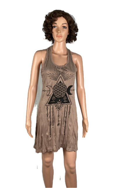 Kleid kurz flower of life brown